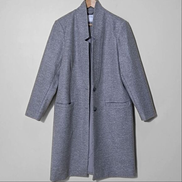Old Navy Brushed Knit Long Line Coat Size Large Gray Wool Blend Classic Winter - Picture 4 of 10